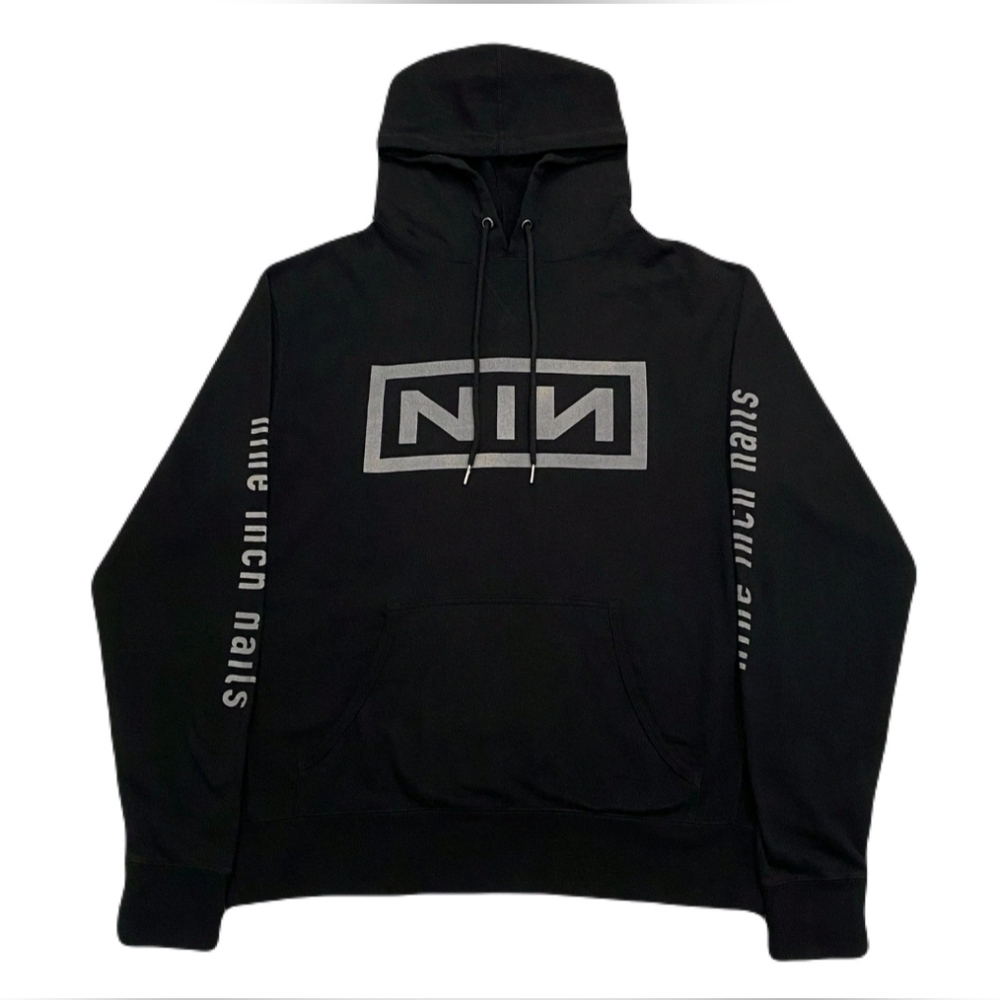 AUTHENTIC NINE INCH NAILS Hoodie LARGE IPod Thumbnail sleeves Skinny Puppy KMFDM